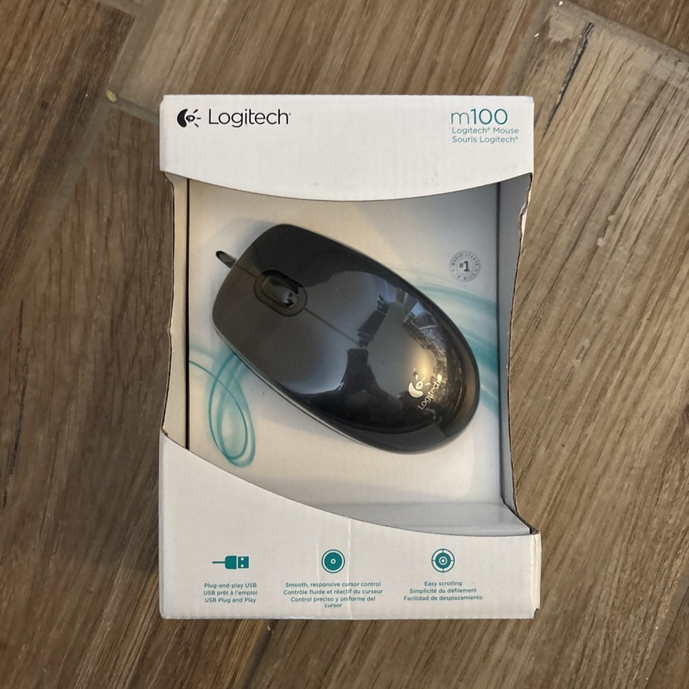 Logitech - M100 USB Wired‎ Optical Ambidextrous Mouse - NEW